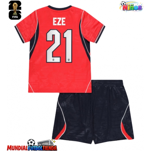 Camiseta Inglaterra Eberechi Eze #21 Segunda Equipación Replica Mundial 2026 para niños mangas cortas (+ Pantalones cortos)